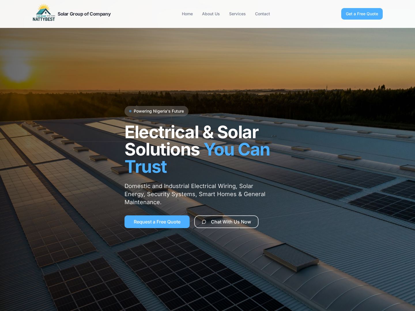 Nattybest Solar homepage screenshot